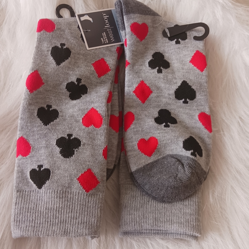 2 Pairs of Dress Socks- Playing Card Design